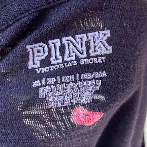 PINK VICTORIAS SECRET CHERRY GRAPHIC LONG SLEEVE CROP TOP SIZE XS - Picture 5 of 5